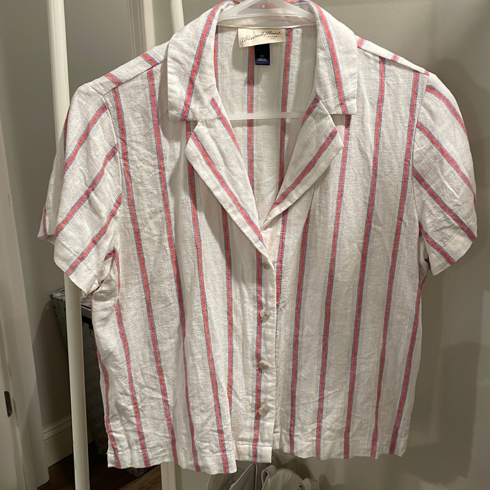 Linen pinstriped top